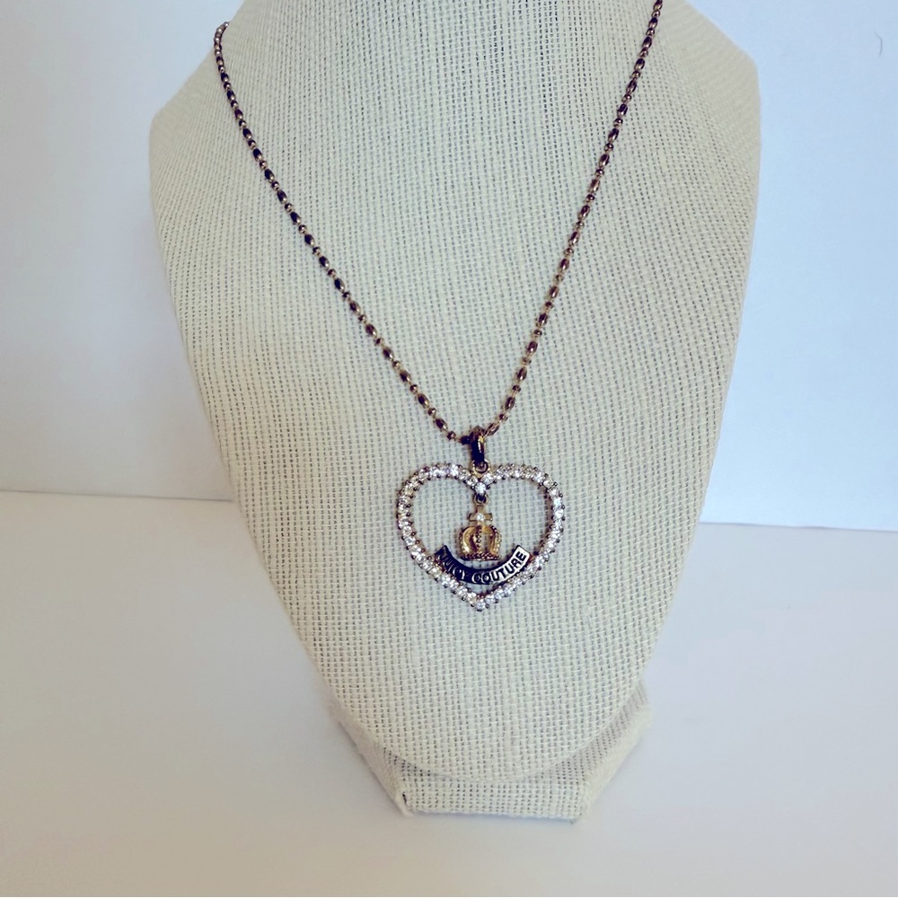 Juicy Couture Heart Pendant Necklace with Gold and Glass Accents